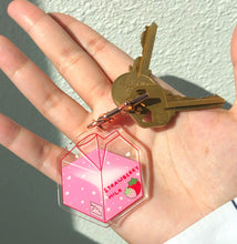 Load image into Gallery viewer, Pastel Pink Strawberry Milk Acrylic Keychain