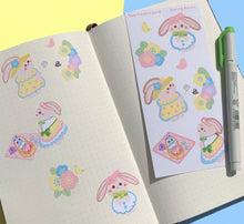 Load image into Gallery viewer, Pastel Spring Picnic Bunny Deco Sticker Sheet