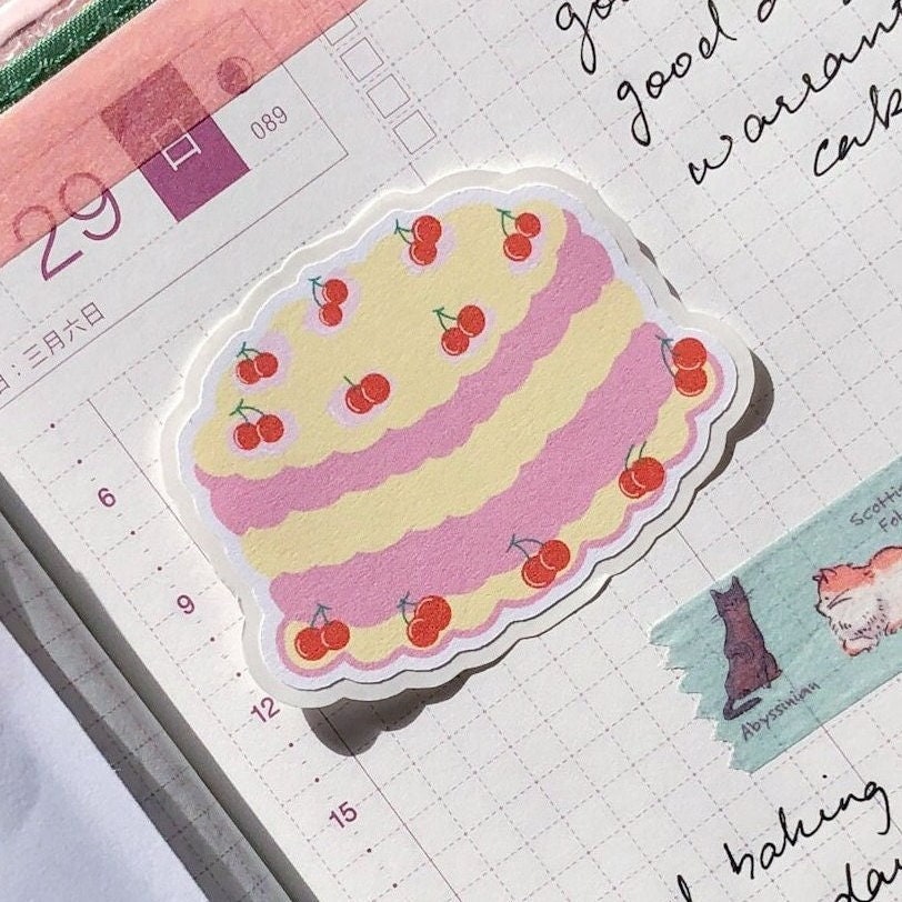 Cherry Bento Pink Cake Sticker